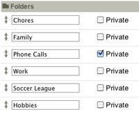 Marking folders as private